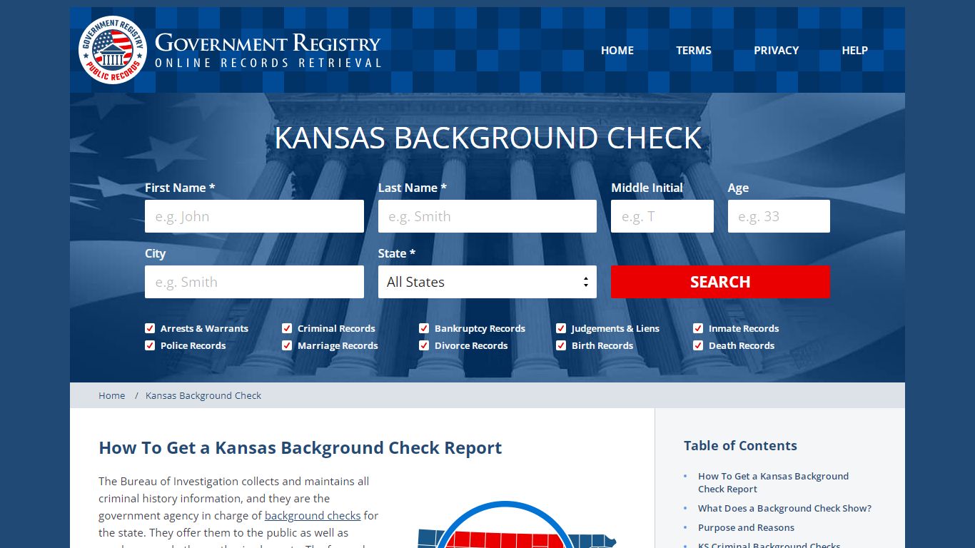 Kansas Background Checks Online - GovernmentRegistry